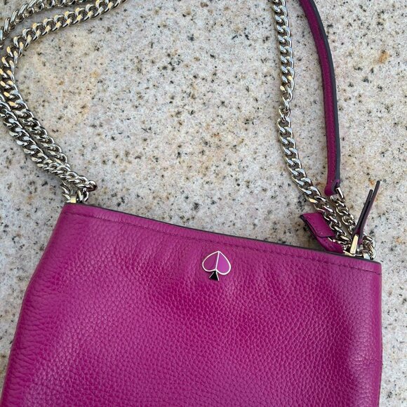 Kate Spade Polly Pink Genuine Leather Gold Chain Crossbody EUC coquette barbie - Picture 12 of 13